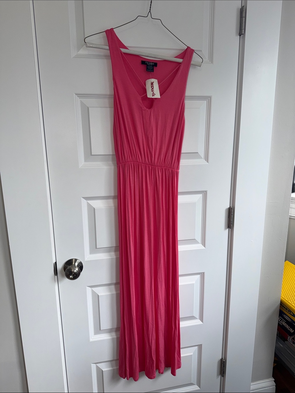 Laundry By Shelli Segal Hot Pink Sleeveless Maxi Dress with Scoop Neck